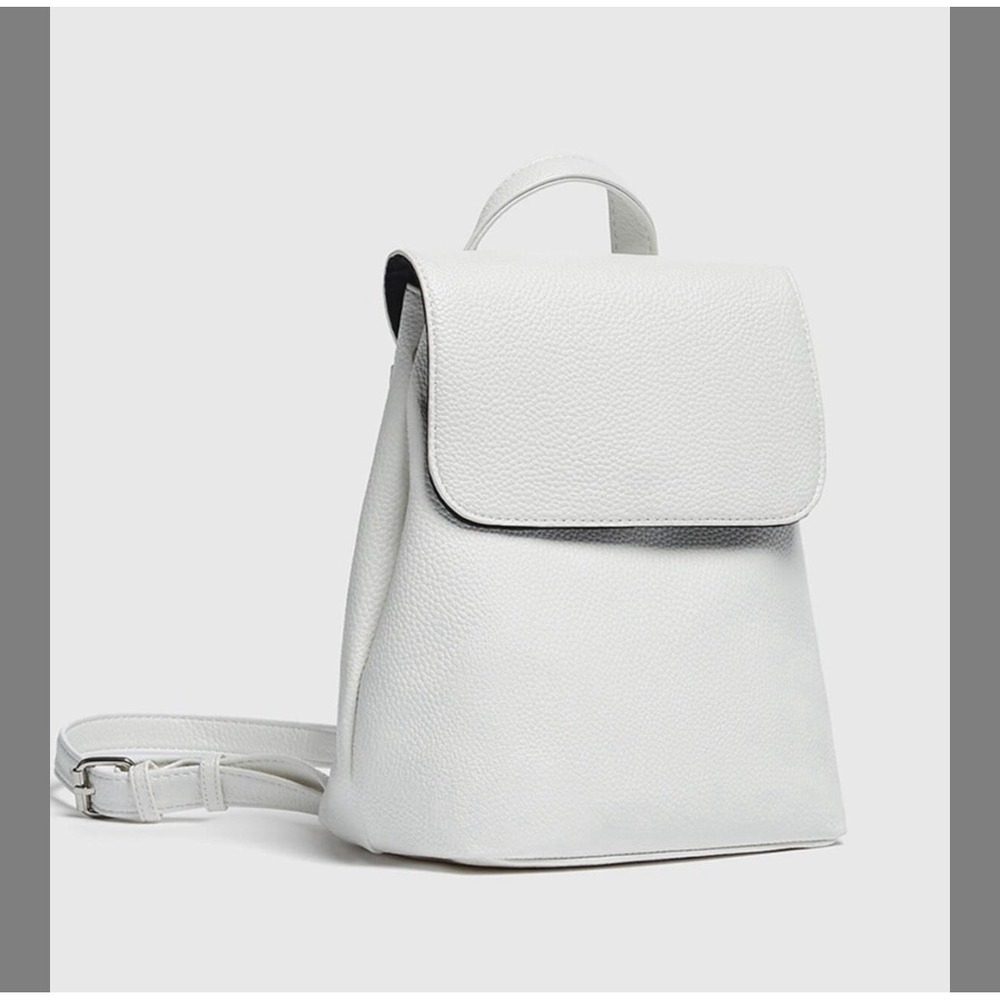 Pull & Bear White Faux Leather Vegan White Mini Backpack